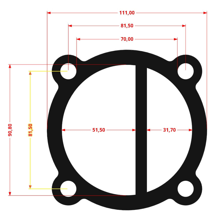 Set de 10 Garnituri pentru cap compresor de aer in V cilindri 3x90mm Mod.0.9-8 (G) CH182 — imaginea 5