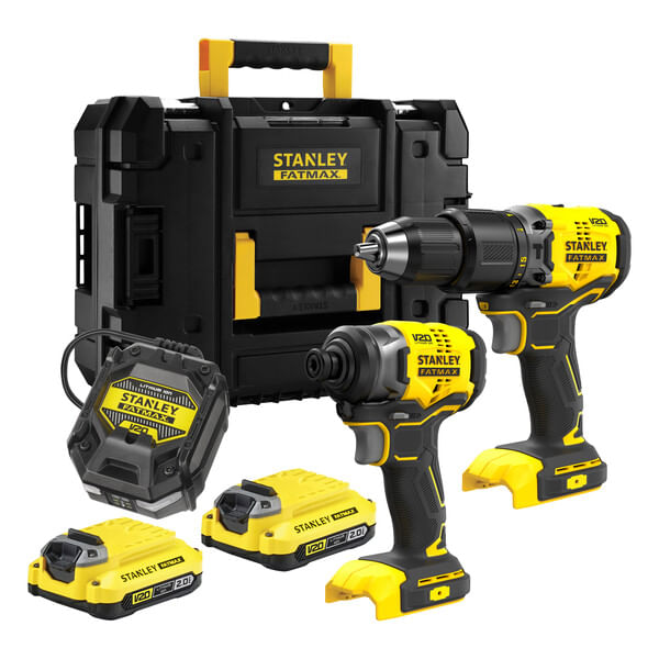 Set 2 scule Stanley FatMax SFMCK461D2T-QW masina de gaurit cu percutie, masina de insurubat cu impact, valiza