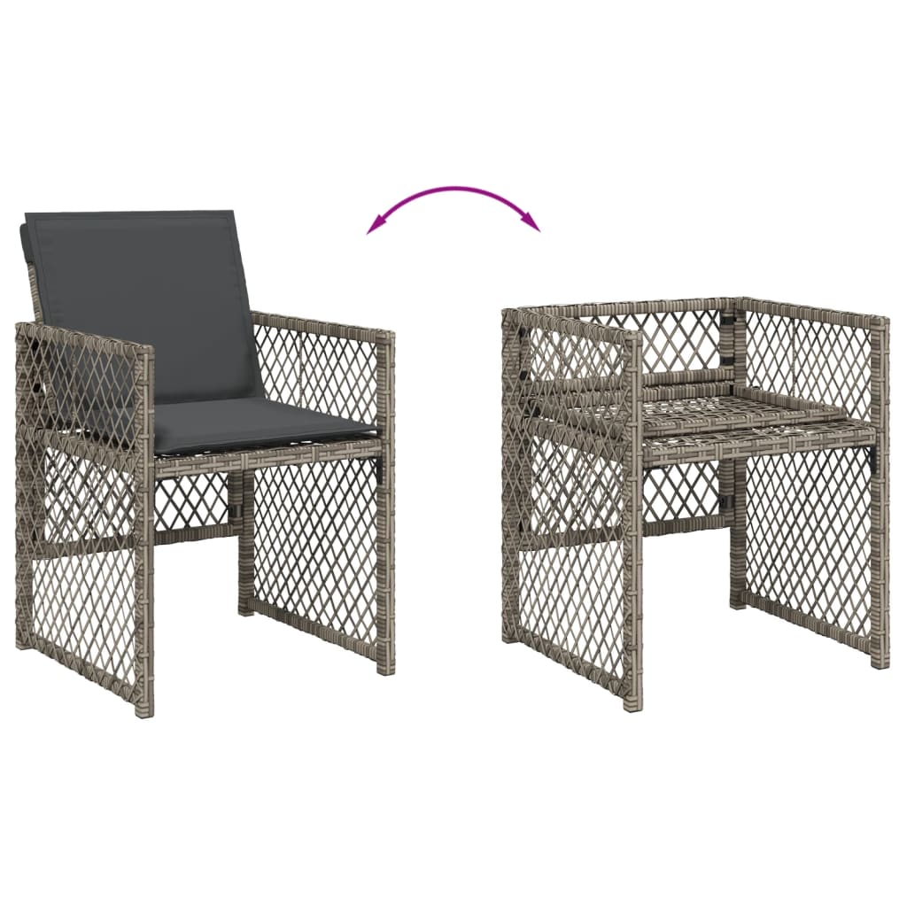 Set mobilier de gradina cu perne, 17 piese, gri, poliratan — imaginea 5