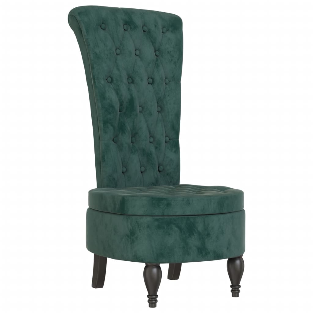 Fotoliu cu spatar inalt verde inchis catifea design cu nasturi