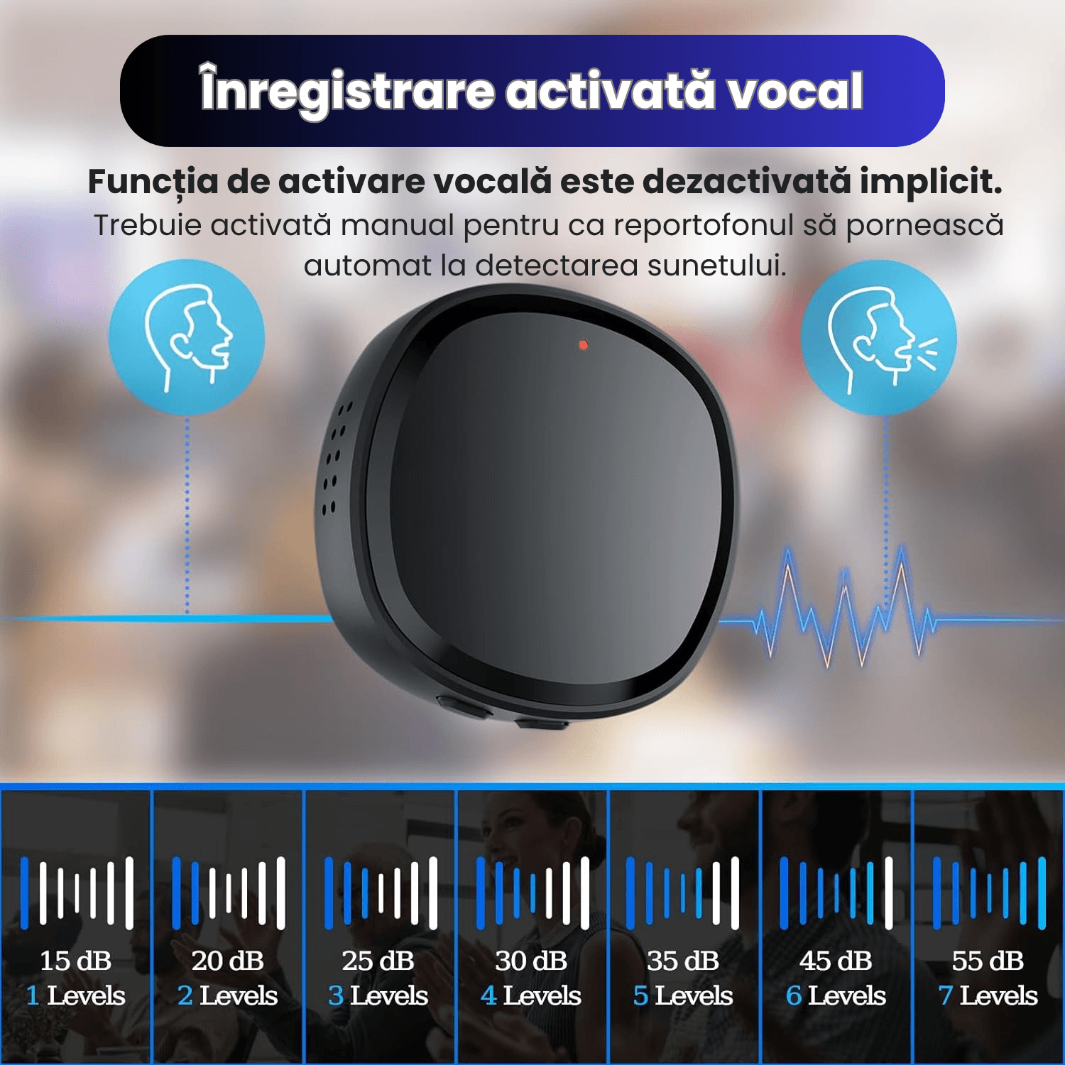 Reportofon Spion 8GB cu Activare Vocala, Magnet, 128h Autonomie, Redare Instant - Ideal pentru Birou, Casa, Masina - imagine 6