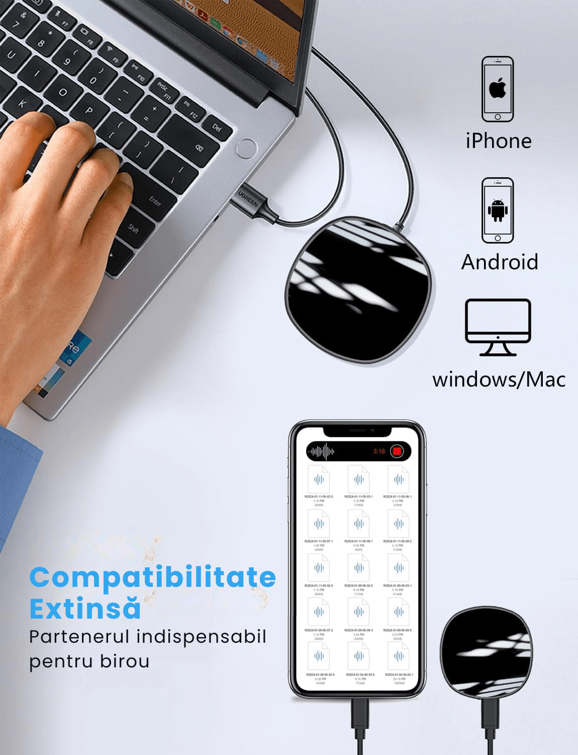 Reportofon Spion 8GB cu Activare Vocala, Magnet, 128h Autonomie, Redare Instant - Ideal pentru Birou, Casa, Masina - imagine 7