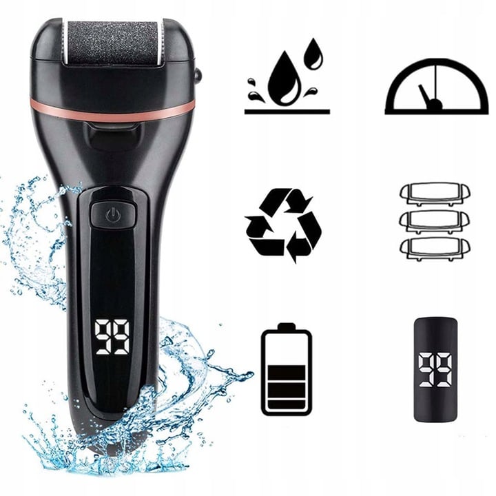 Set Pila electrica pentru talpi si calcaie, Display digital, Acumulator 1200 mAh, 2viteze, 2400rot/min, 6 Capete incluse