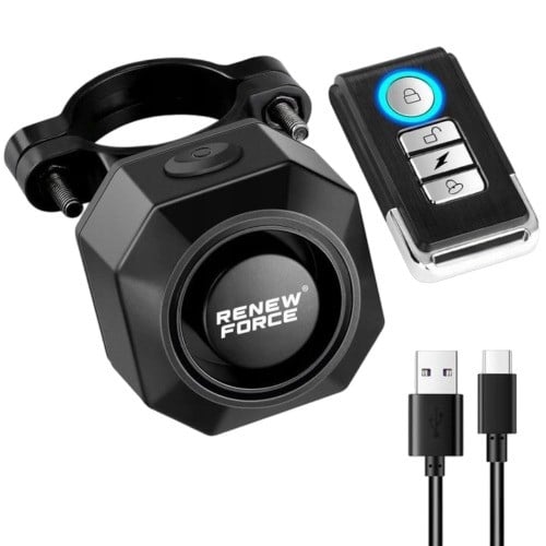 Alarma antifurt inteligenta , pentru bicicleta , telecomanda wireless, 3 sunete alarma, reincarcabil 4.5 x 4.5 x 3