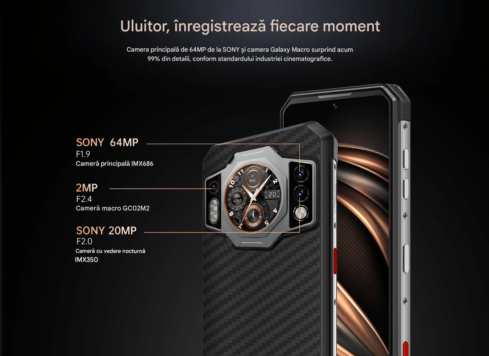 Telefon Rugged WP21, Android 12, 17GB RAM, Procesor Octa-Core, 256GB ROM, Camera frontal 20 MP/Camera principala 64MP - imagine 6