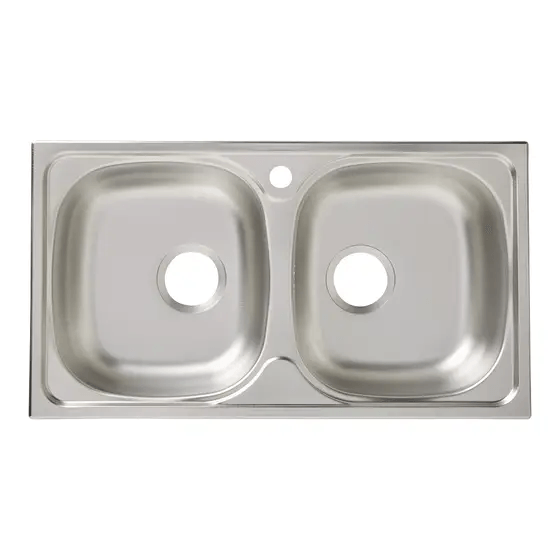 Set, Chiuveta inox doua cuve anticalcar pentru masca, sifon preaplin flexibil, Raulconstruct — imaginea 3
