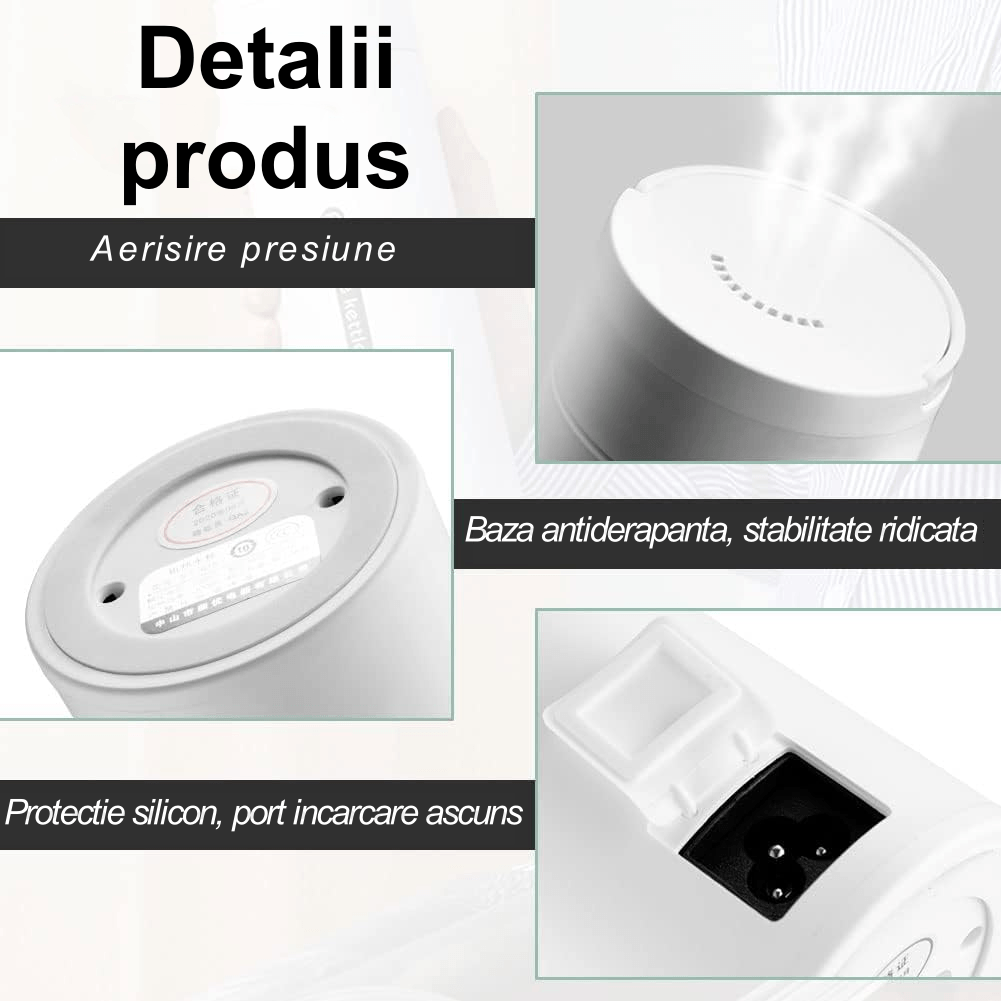 Fierbator Electric Portabil, Tip Termos, 500 ml, 4 Temperaturi Presetate, Interior Otel Inoxidabil, Alb - 5 | YEO