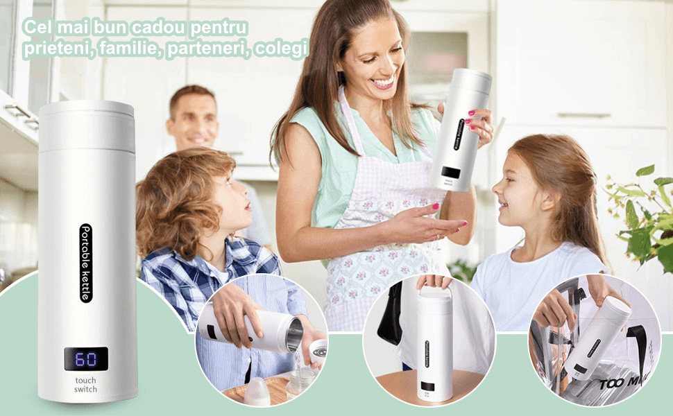 Fierbator Electric Portabil, Tip Termos, 500 ml, 4 Temperaturi Presetate, Interior Otel Inoxidabil, Alb - 6 | YEO