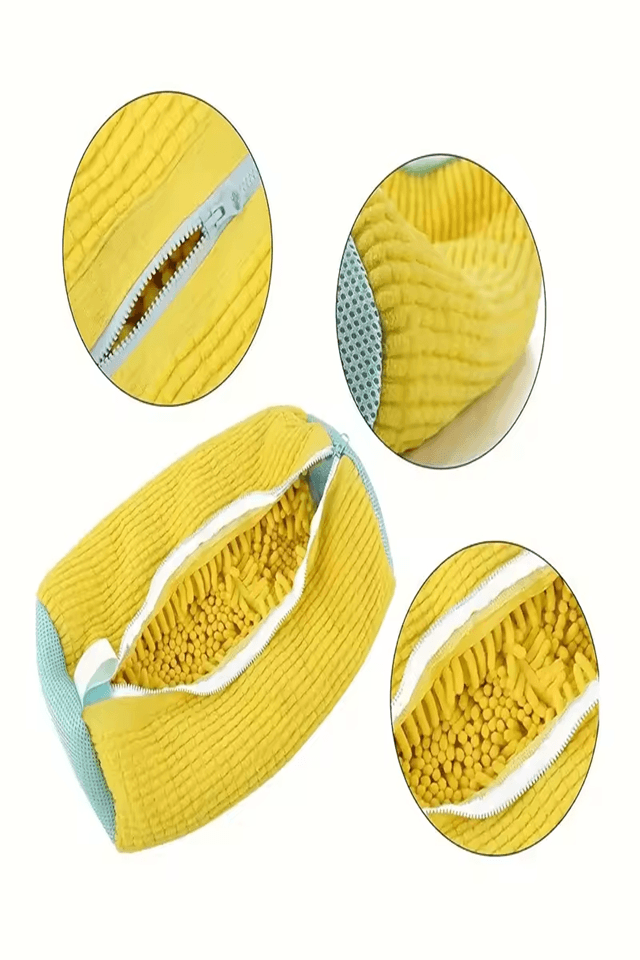 Sac pentru spalat adidasi, pantofi, anti-deformare si anti-transfer de culori cu peri pe interior - imagine 5