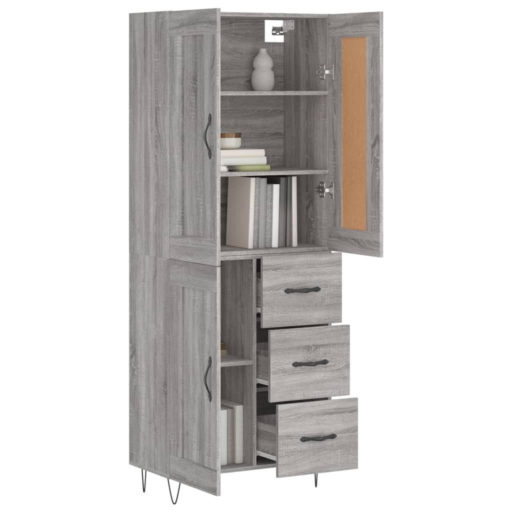 Dulap inalt, gri sonoma, 69,5x34x180 cm, lemn compozit — imaginea 3
