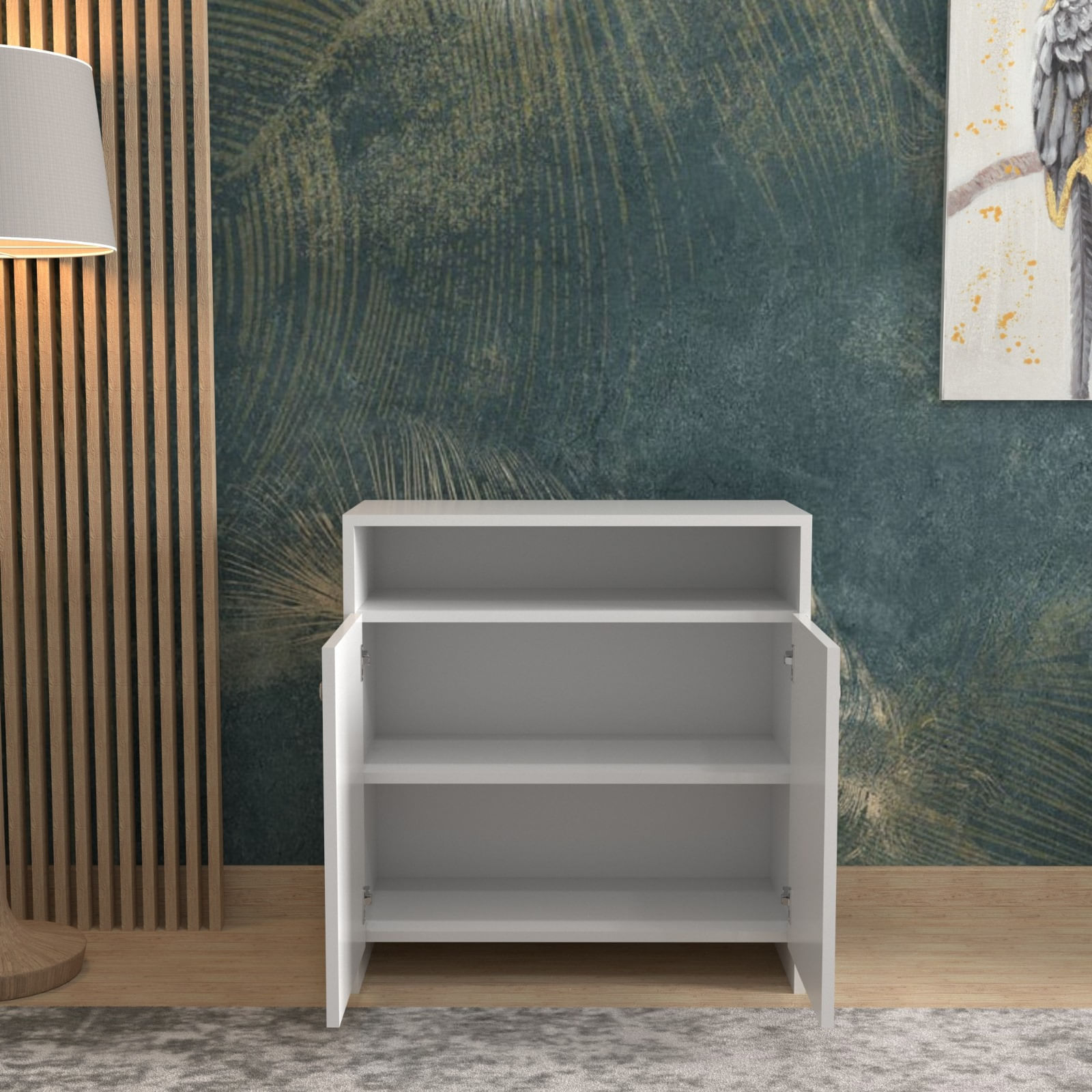 Comoda Atelier Haman, dimensiuni 75x35x77, 2 usi, culoare alb — imaginea 3