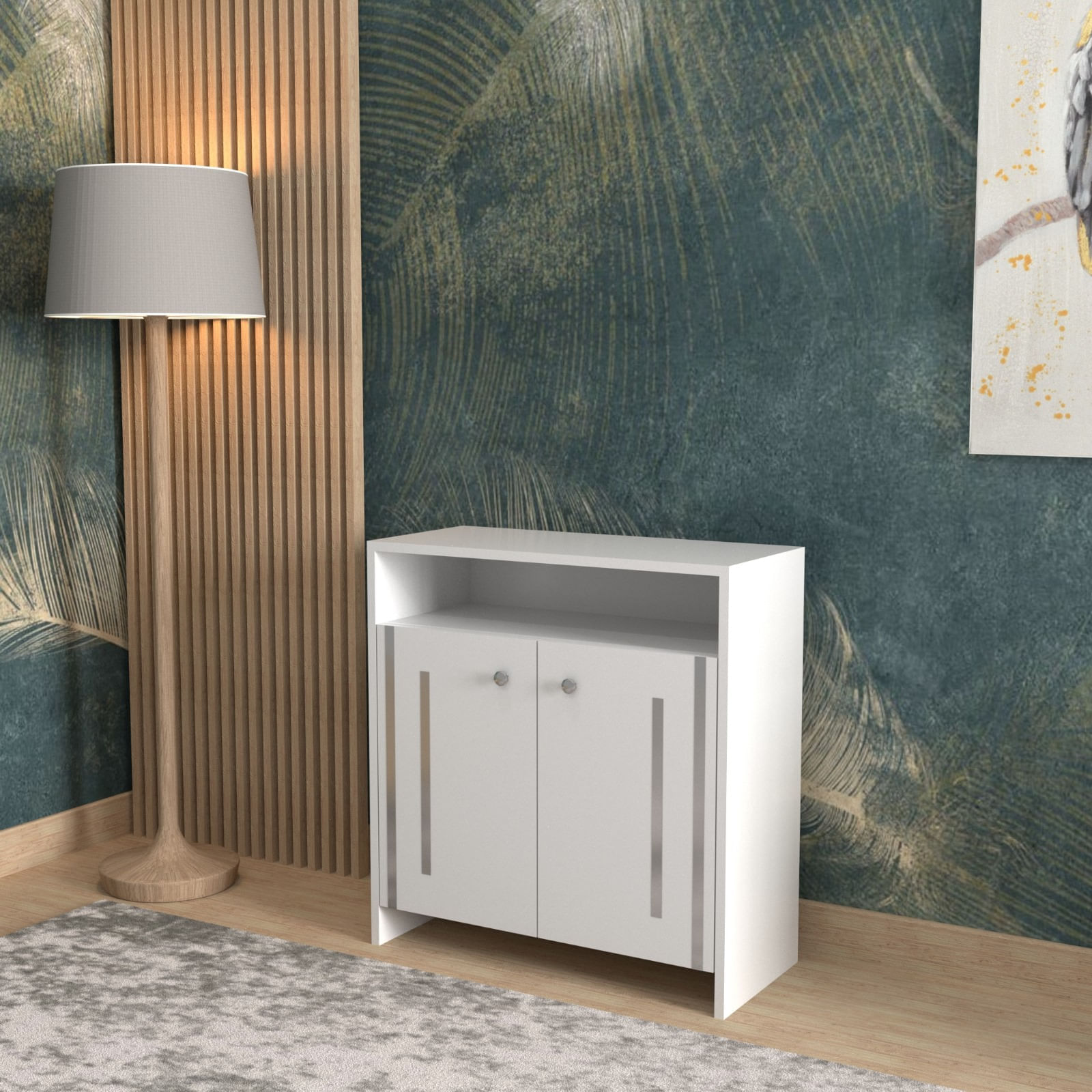 Comoda Atelier Haman, dimensiuni 75x35x77, 2 usi, culoare alb — imaginea 5