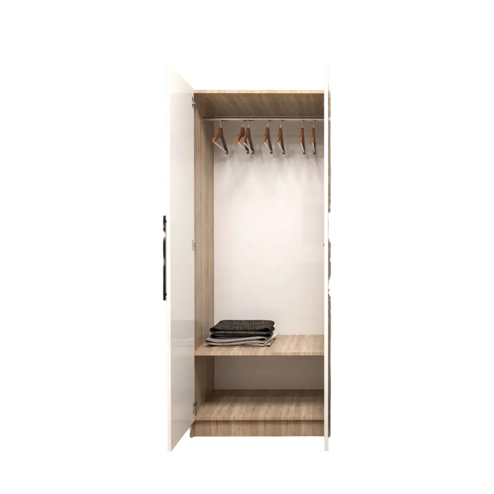 Dulap Atelier Parma, dimensiuni 80 x50 x 197cm, 2 usi, bara de umerase, culoare sonoma/alb