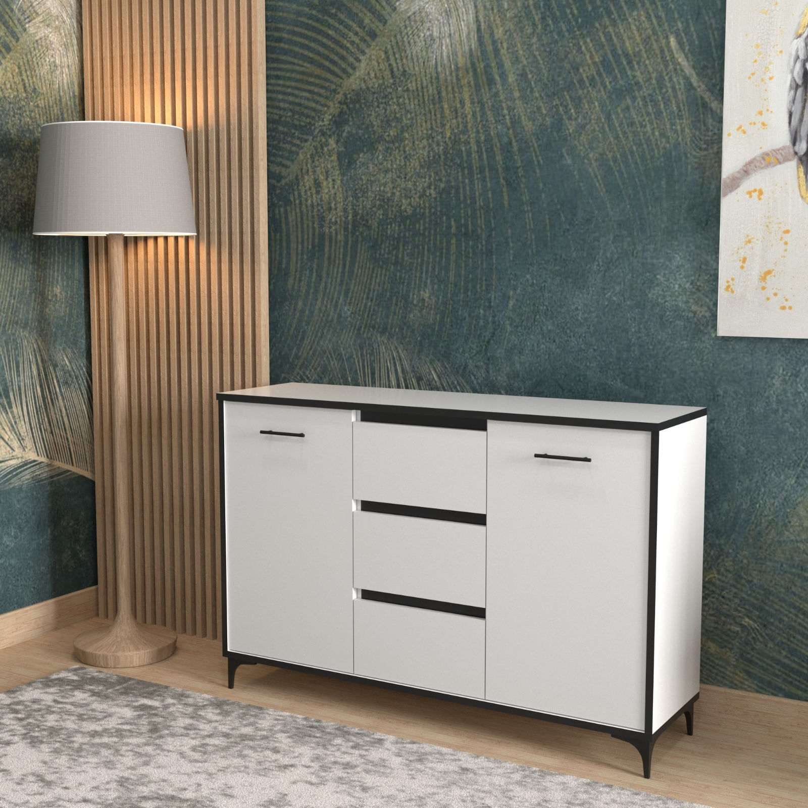 Comoda Atelier Alisia, dimensiuni 120 x34x83 cm, 2 usi, 3 sertare, culoare casmir — imaginea 2