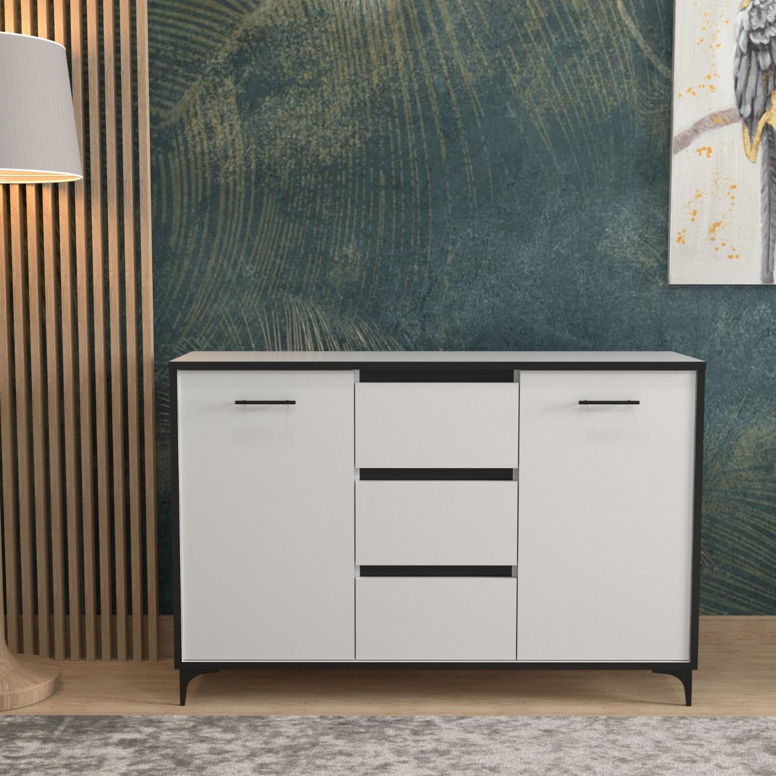 Comoda Atelier Alisia, dimensiuni 120 x34x83 cm, 2 usi, 3 sertare, culoare casmir — imaginea 4