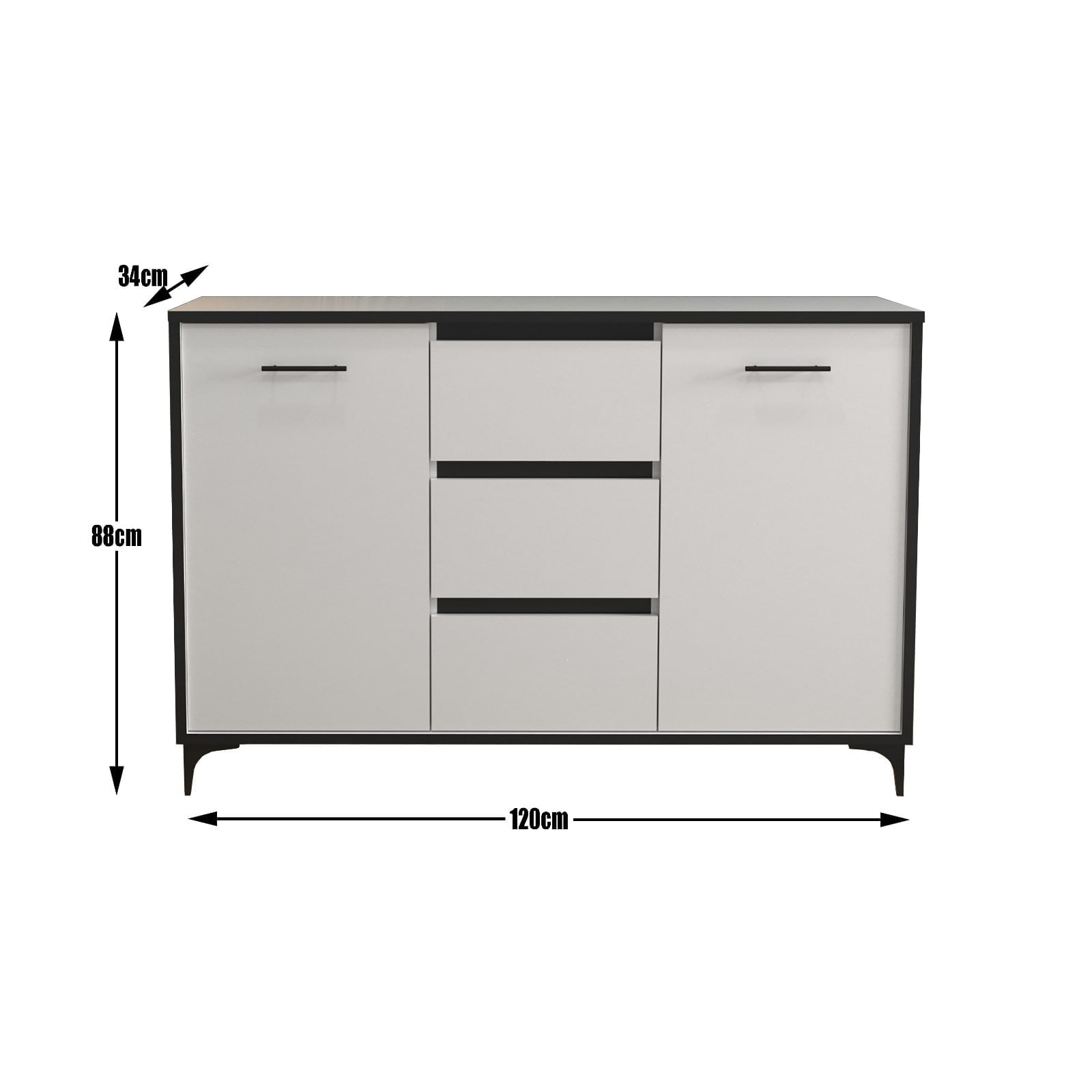 Comoda Atelier Alisia, dimensiuni 120 x34x83 cm, 2 usi, 3 sertare, culoare casmir — imaginea 5