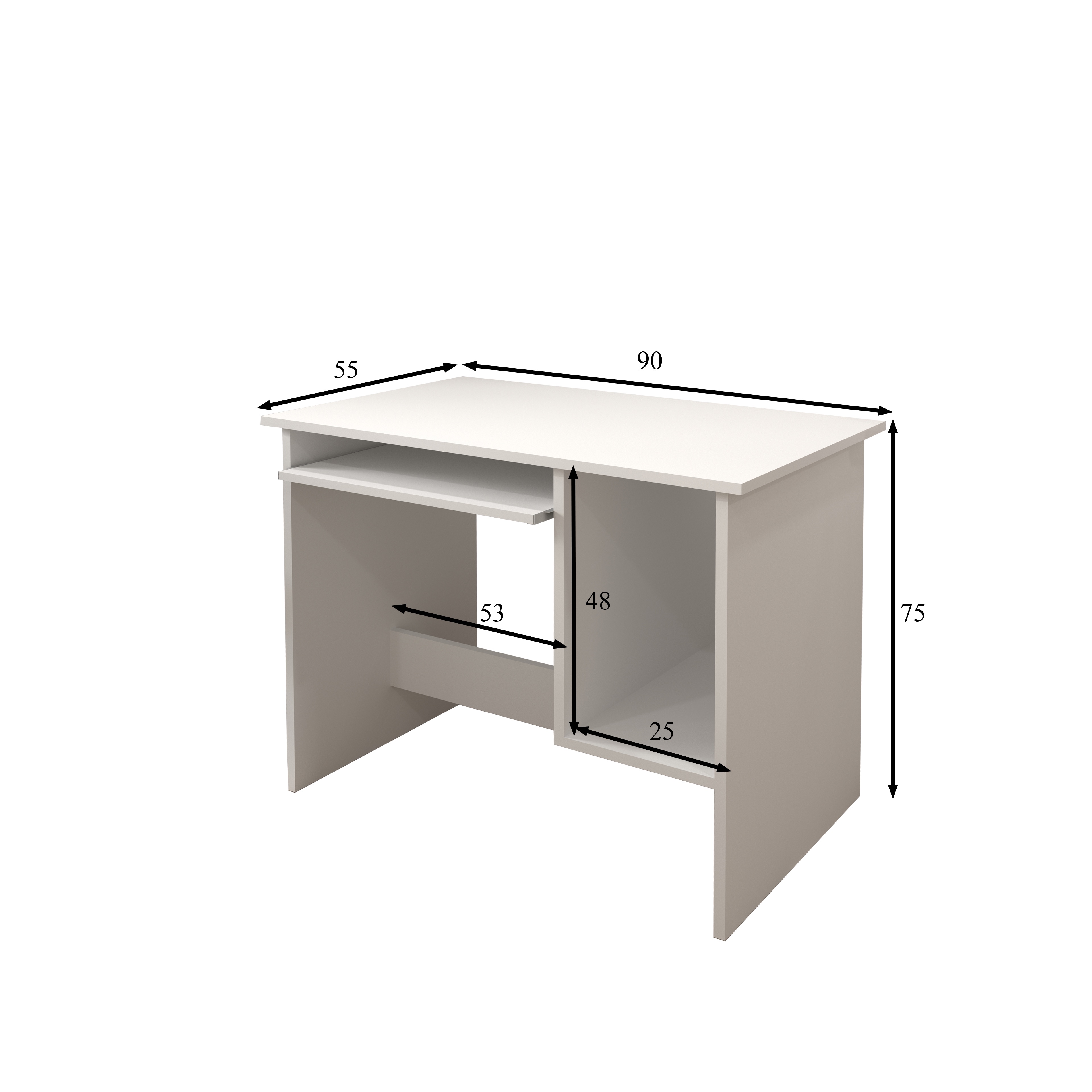 Birou Copii Atelier Dallas, dimensiuni 90 x55x75 cm. culoare alb, suport tastatura — imaginea 5