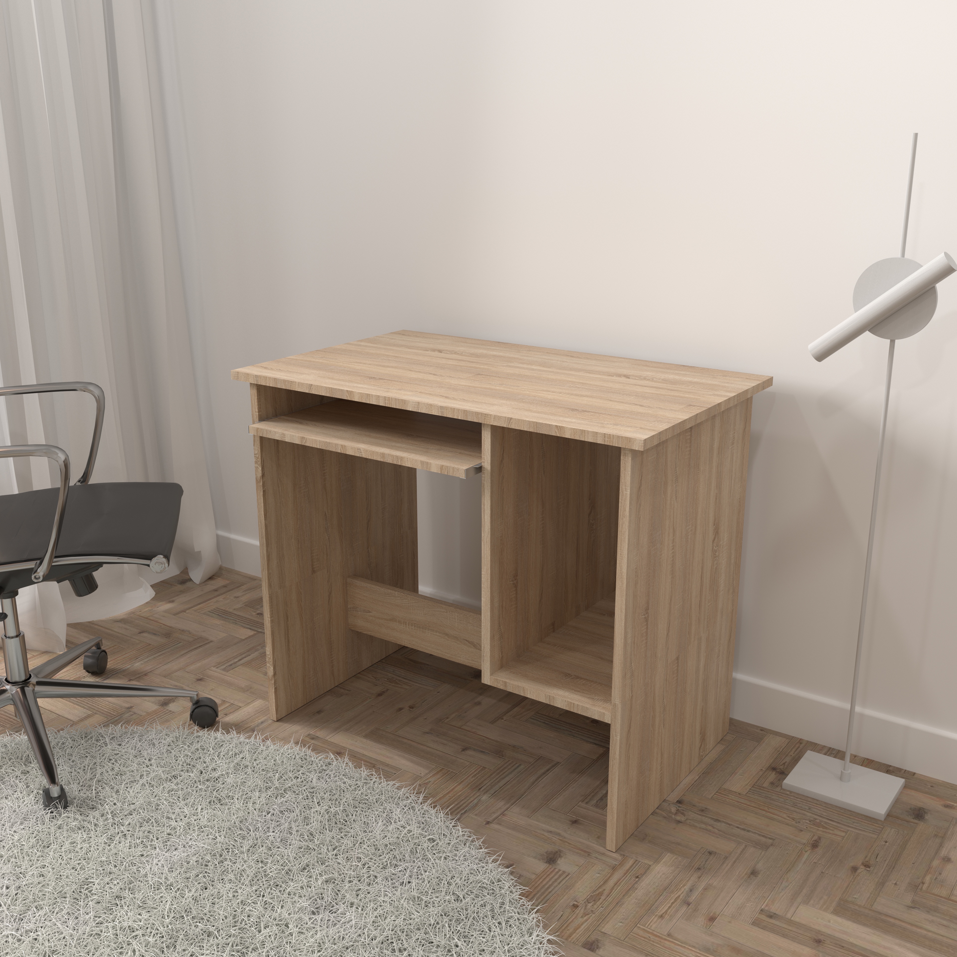 Birou Copii Atelier Dallas, dimensiuni 90 x55x75 cm. culoare sonoma, suport tastatura — imaginea 3