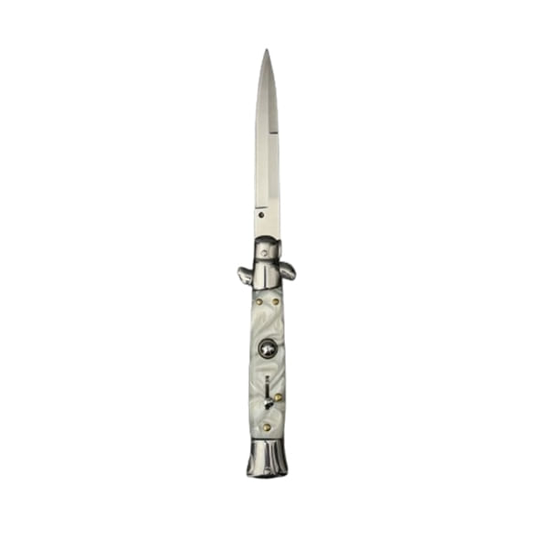 Set doua bricege automate stiletto, Italian Blade, otel inoxidabil, husa inclusa, argintiu, 33 cm