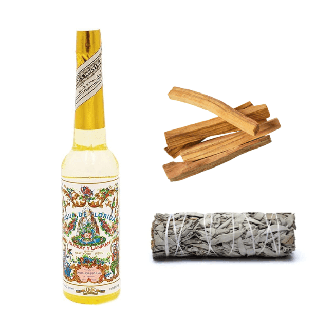 Set curatare energetica cu Agua de Florida, palo santo si salvie alba, 10cm