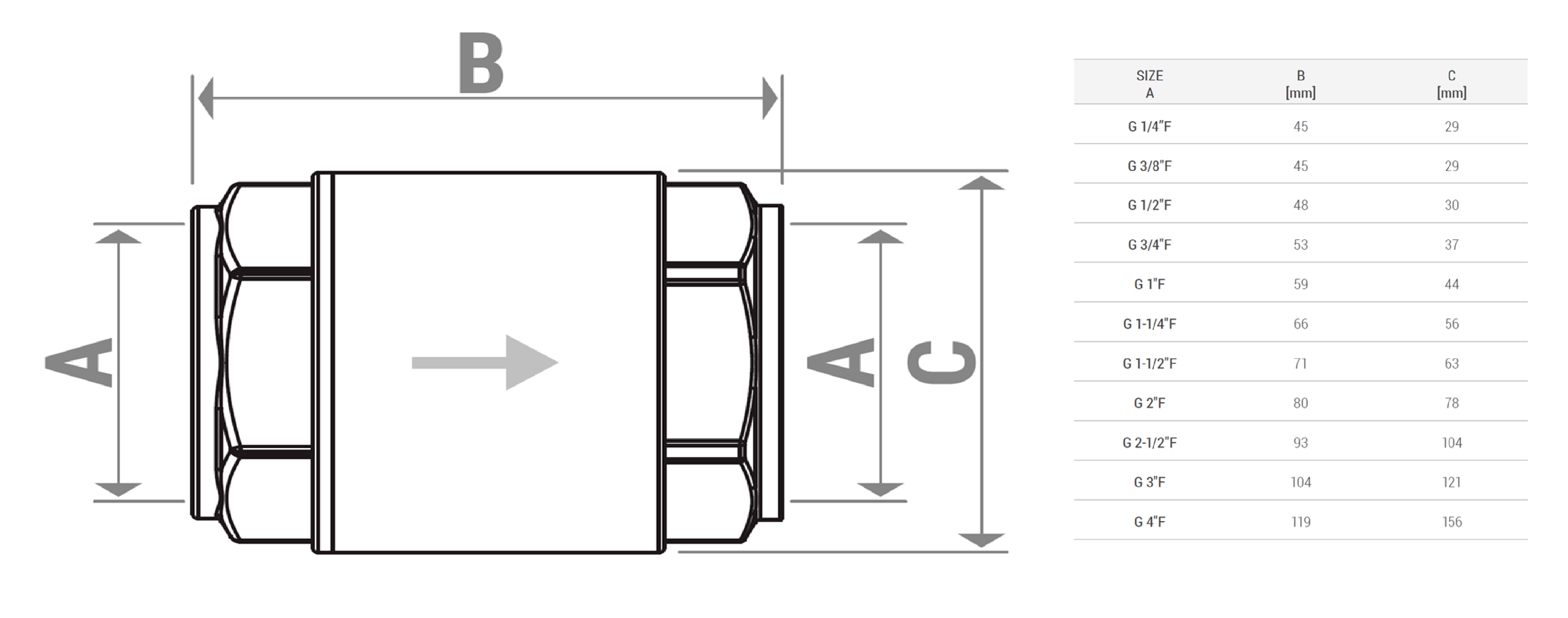 Supapa de sens Giacomini R60Y040, 3", FI, pentru instalatii termice si alimentare cu apa, alama