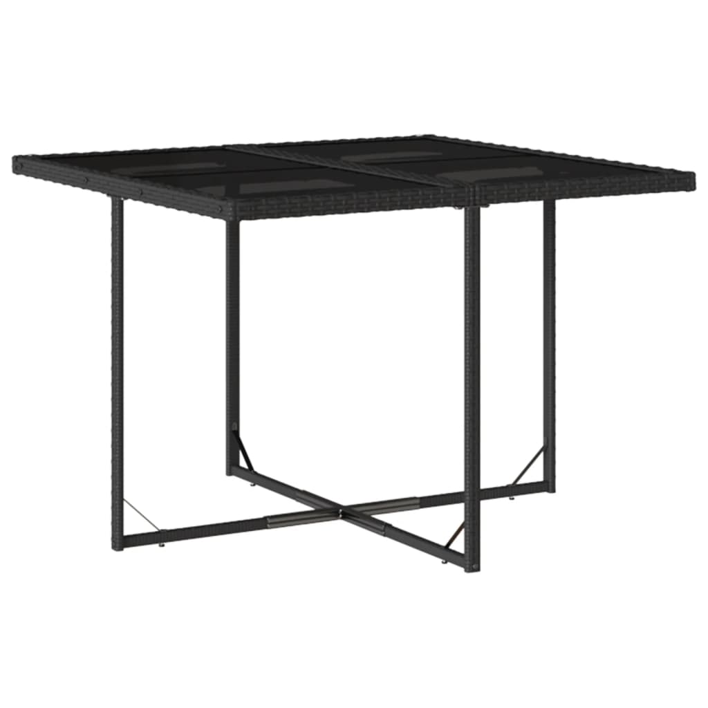 Set mobilier de gradina cu perne, 9 piese, negru, poliratan — imaginea 3