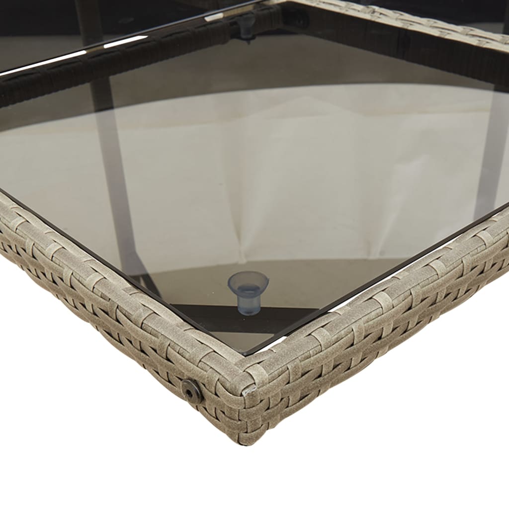 Set mobilier de gradina cu perne, 15 piese, gri, poliratan — imaginea 4