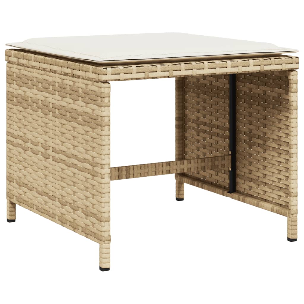 Set de masa pentru gradina, 9 piese, cu perne, bej, poliratan — imaginea 6