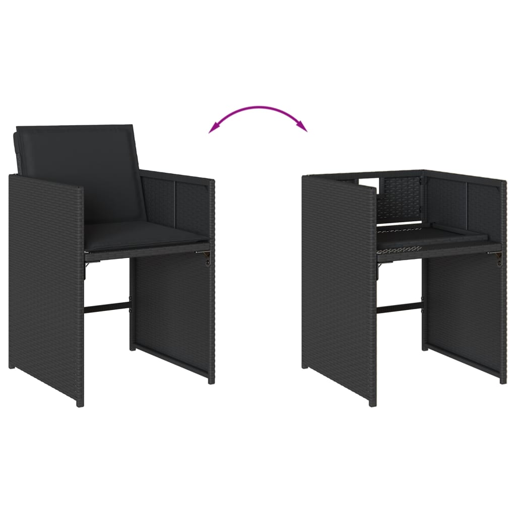 Set mobilier de gradina cu perne, 17 piese, negru, poliratan — imaginea 5
