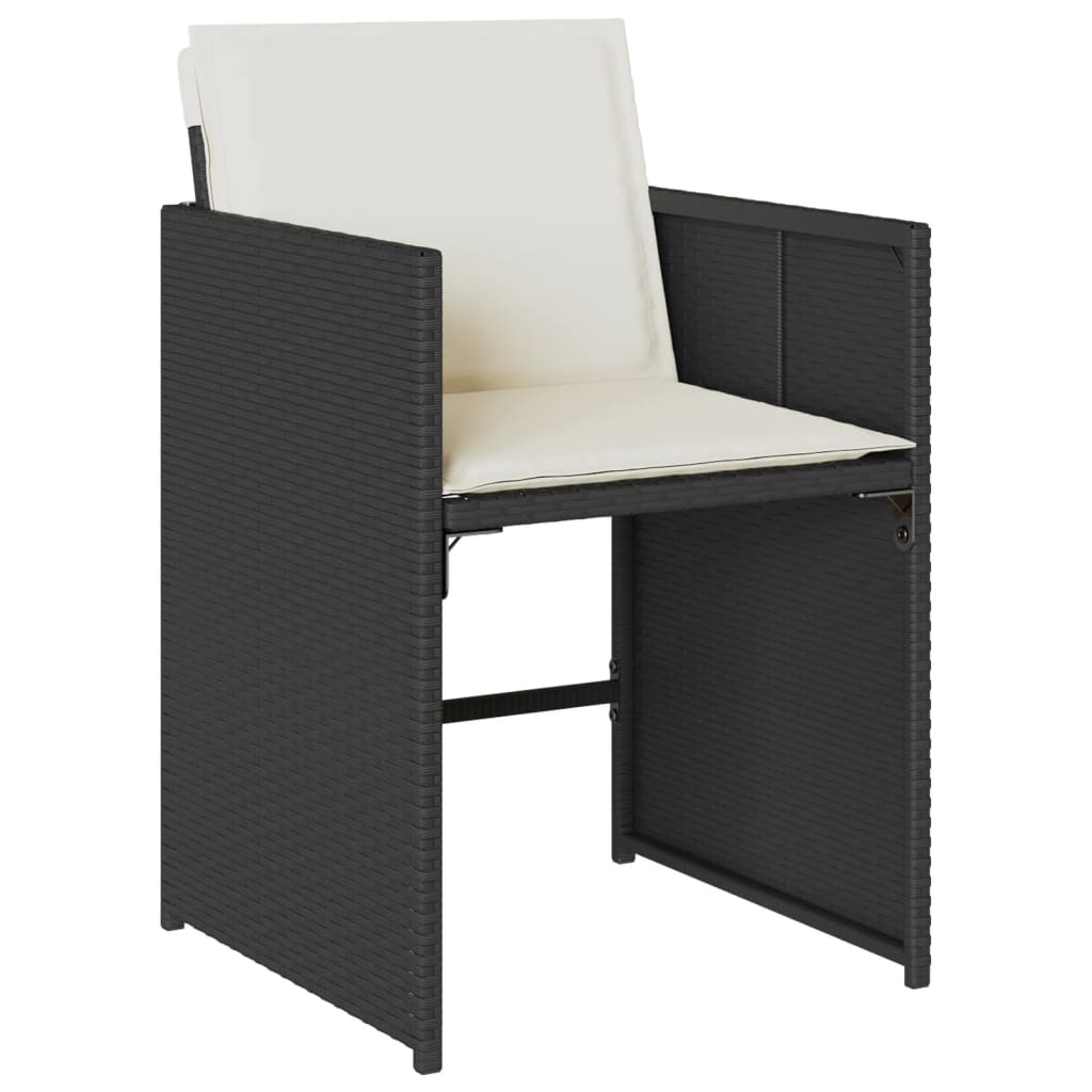 Set mobilier de gradina cu perne, 17 piese, negru, poliratan — imaginea 4