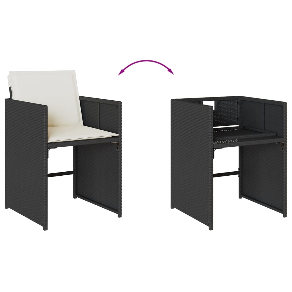 Set mobilier de gradina cu perne, 17 piese, negru, poliratan — imaginea 5