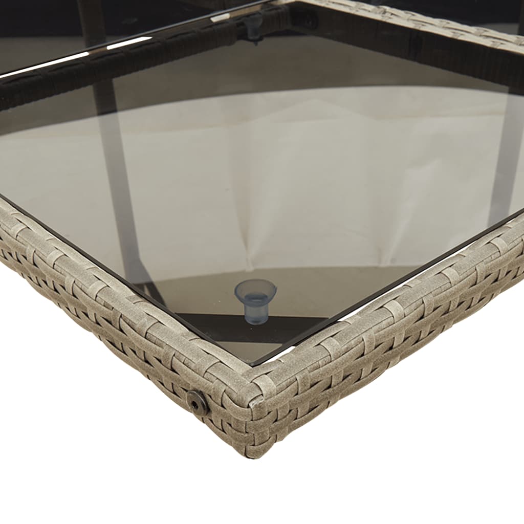 Set mobilier de gradina cu perne, 11 piese, gri, poliratan — imaginea 4