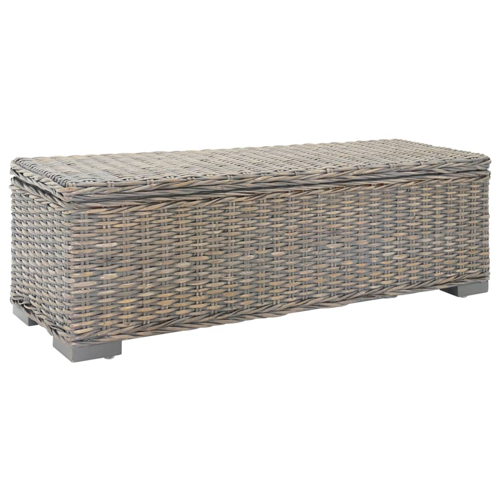 Lada depozitare gri 110 cm ratan kubu natural/lemn masiv mahon