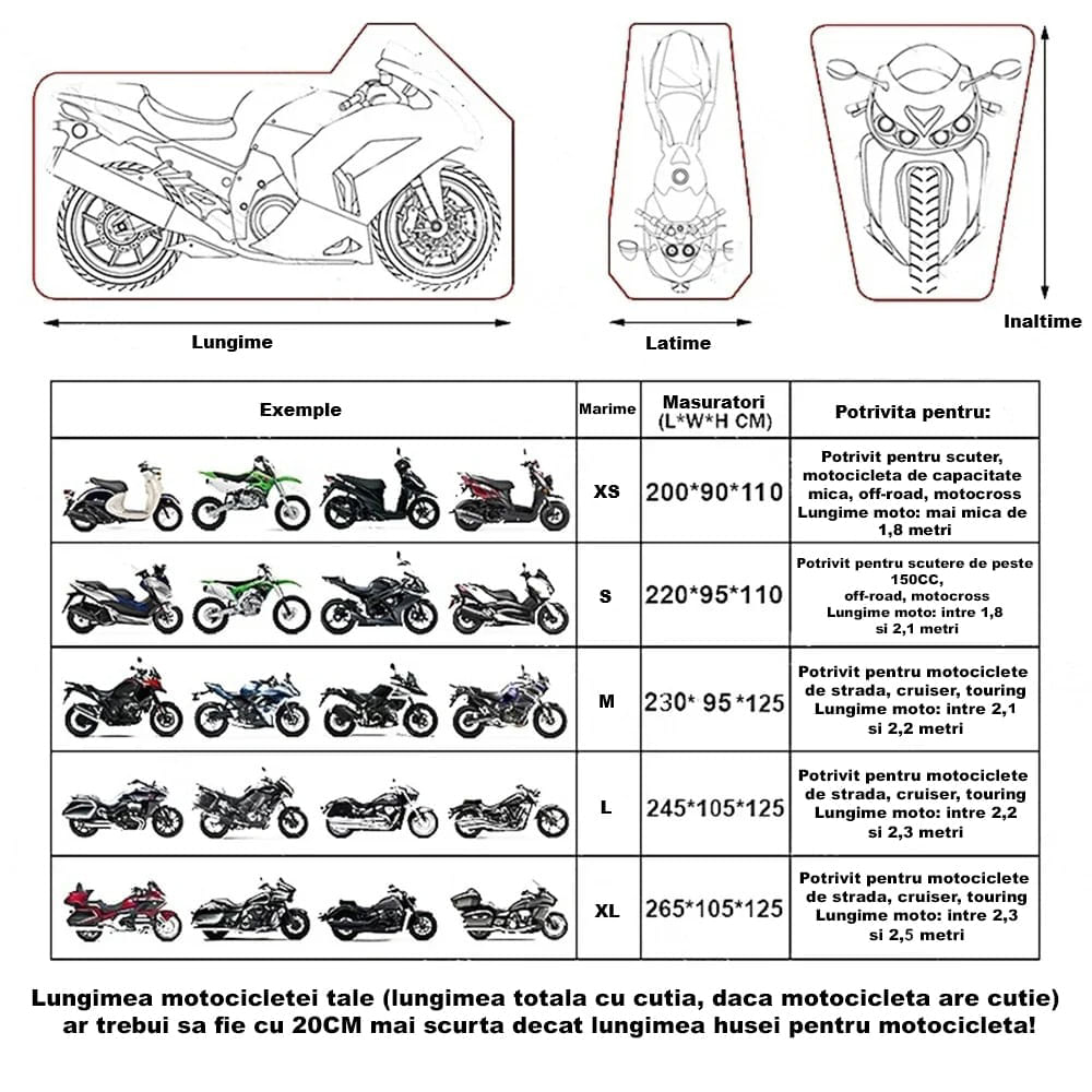 Husa Protectie Moto / Scuter marimea , impermeabila, rezistenta la praf, negru, FIXATO - imagine 3