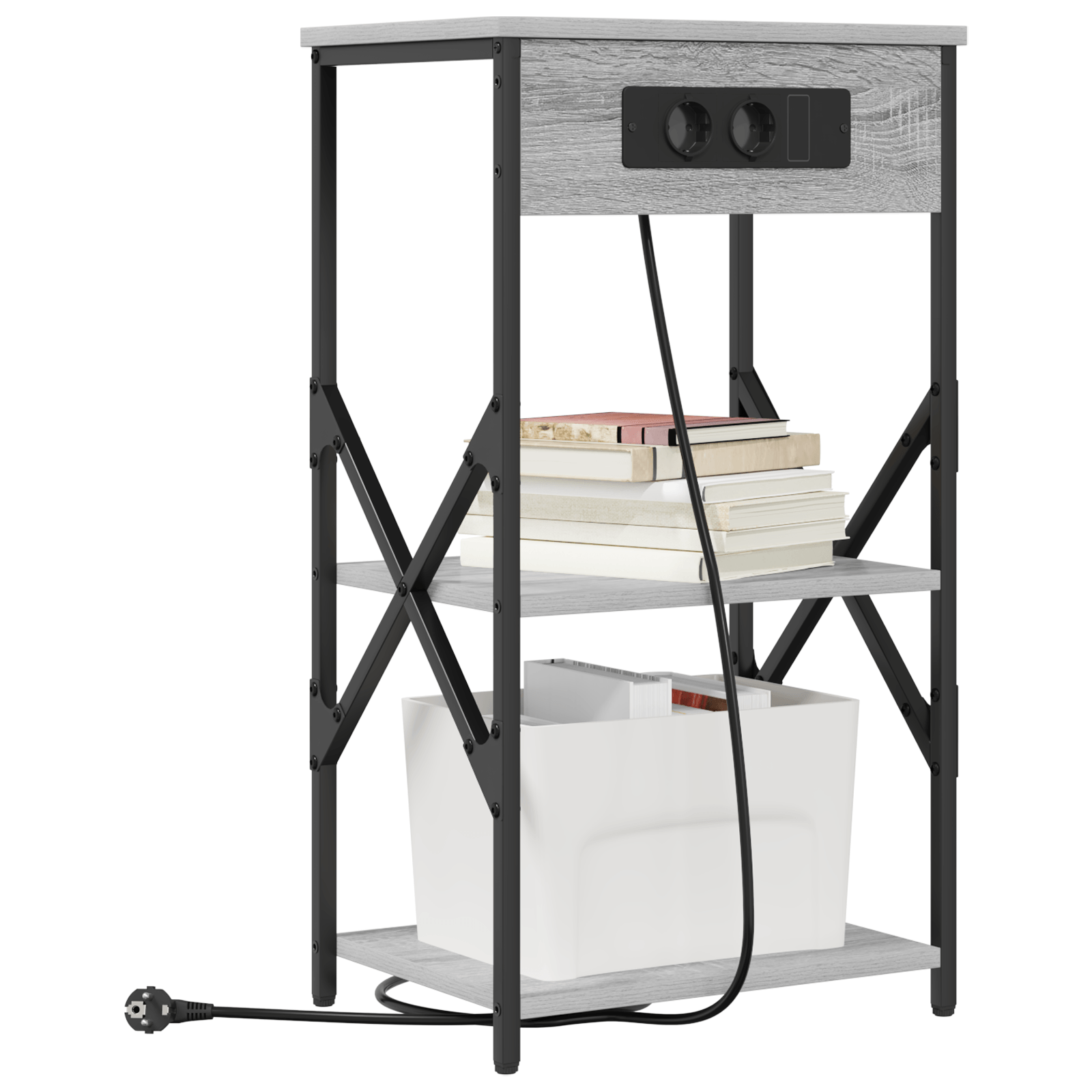 Noptiera sonoma gri 41 x 31 x 76 cm Lemn compozit — imaginea 3