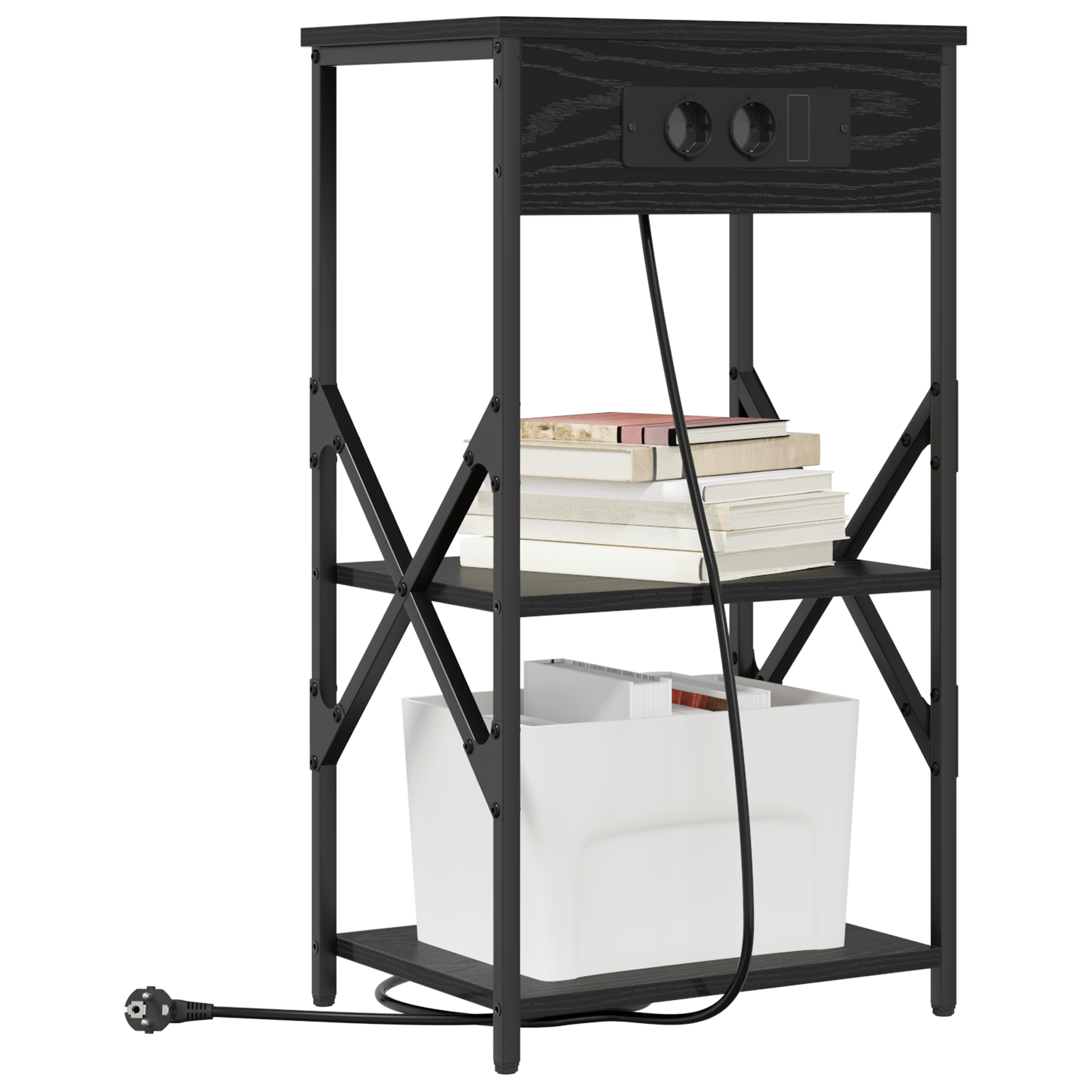 Noptiera stejar negru 41 x 31 x 76 cm Lemn compozit — imaginea 3