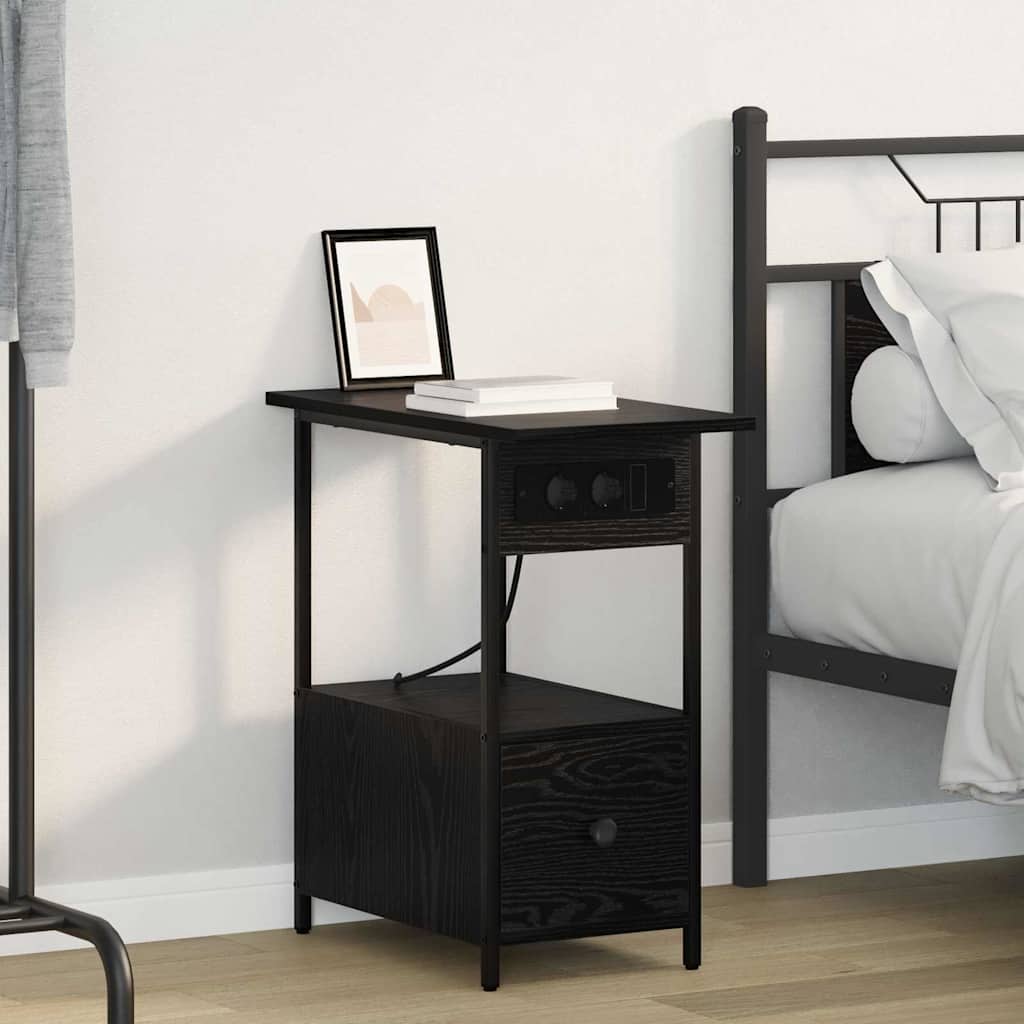 Noptiera stejar negru 60 x 30 x 61 cm Lemn compozit — imaginea 2
