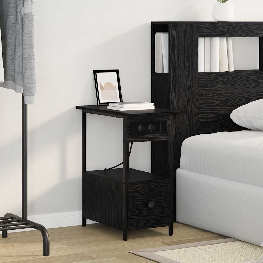 Noptiera stejar negru 60 x 30 x 61 cm Lemn compozit — imaginea 4