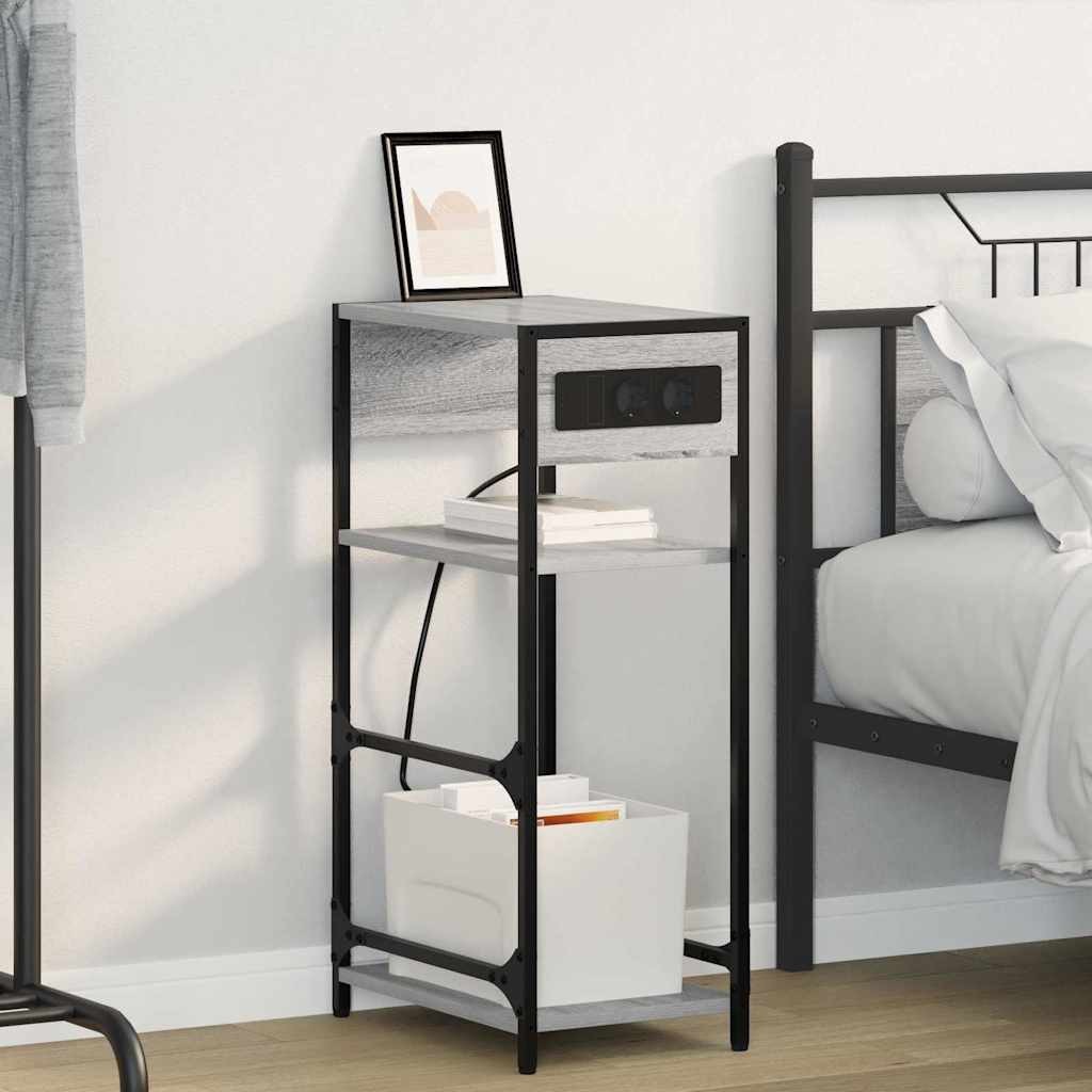 Noptiera sonoma gri 40 x 27 x 76 cm Lemn compozit — imaginea 2
