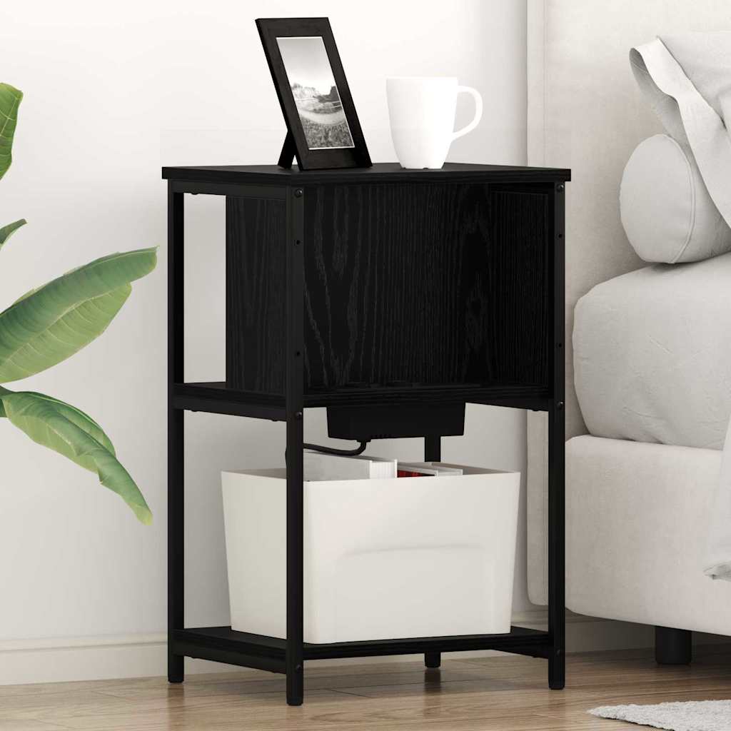 Noptiera stejar negru 38 x 31 x 61 cm Lemn compozit — imaginea 2