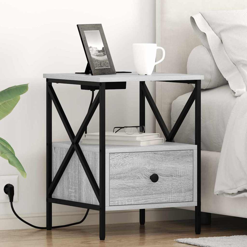 Noptiera sonoma gri 41.5 x 40.5 x 55 cm Lemn compozit — imaginea 2