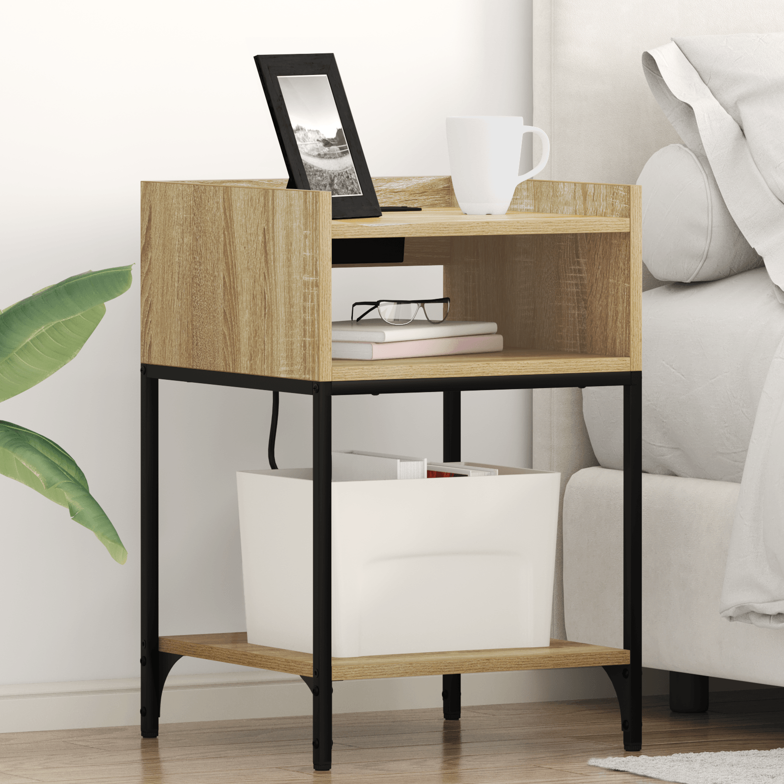 Noptiera stejar sonoma 40 x 40 x 61 cm Lemn compozit — imaginea 2