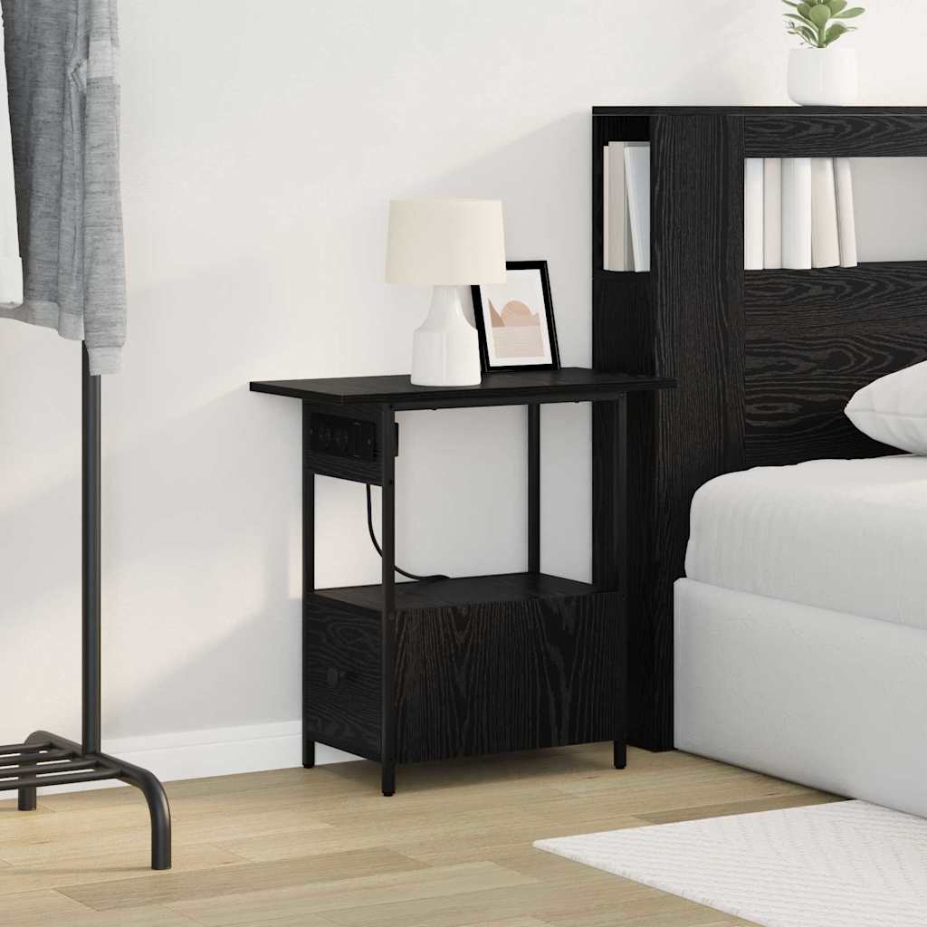 Noptiera stejar negru 60 x 30 x 61 cm Lemn compozit — imaginea 5