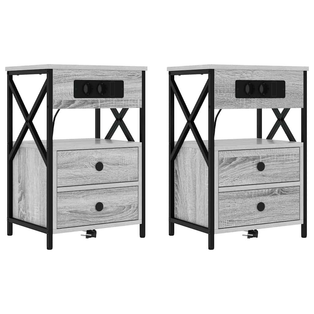 Noptiera 2 pcs sonoma gri 40 x 31 x 60 cm Lemn compozit — imaginea 2