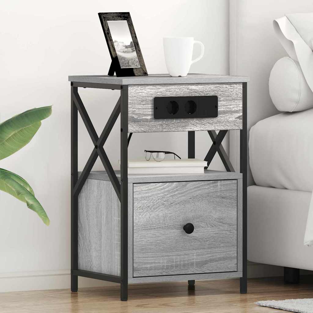 Noptiera sonoma gri 40 x 31 x 60 cm Lemn compozit — imaginea 2