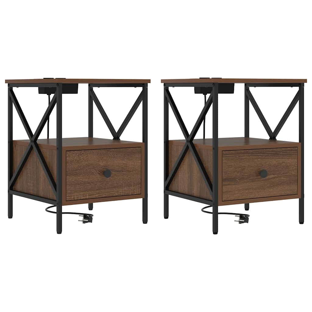 Noptiera cu sertar 2 pcs stejar brun 41.5 x 40.5 x 55 cm — imaginea 2