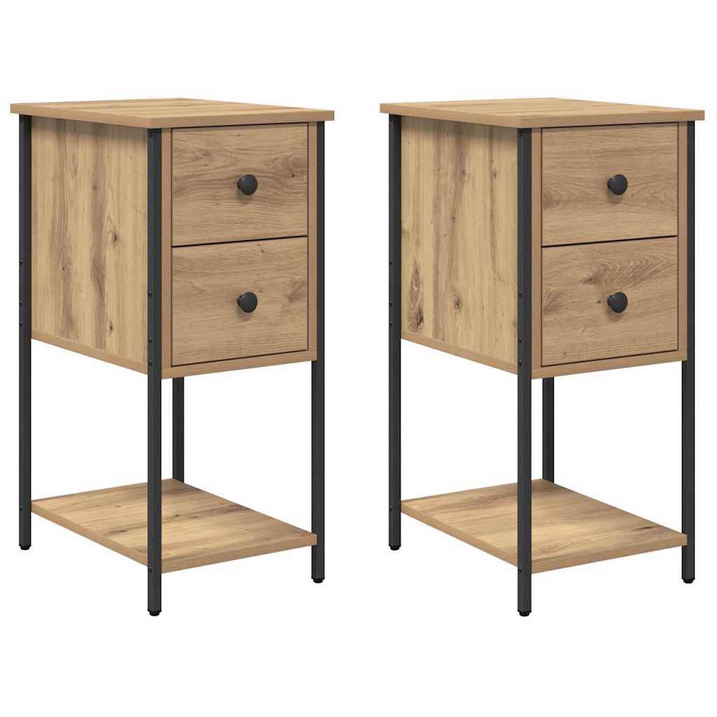 Noptiera 2 pcs stejar artizanal 32 x 42 x 70 cm — imaginea 2