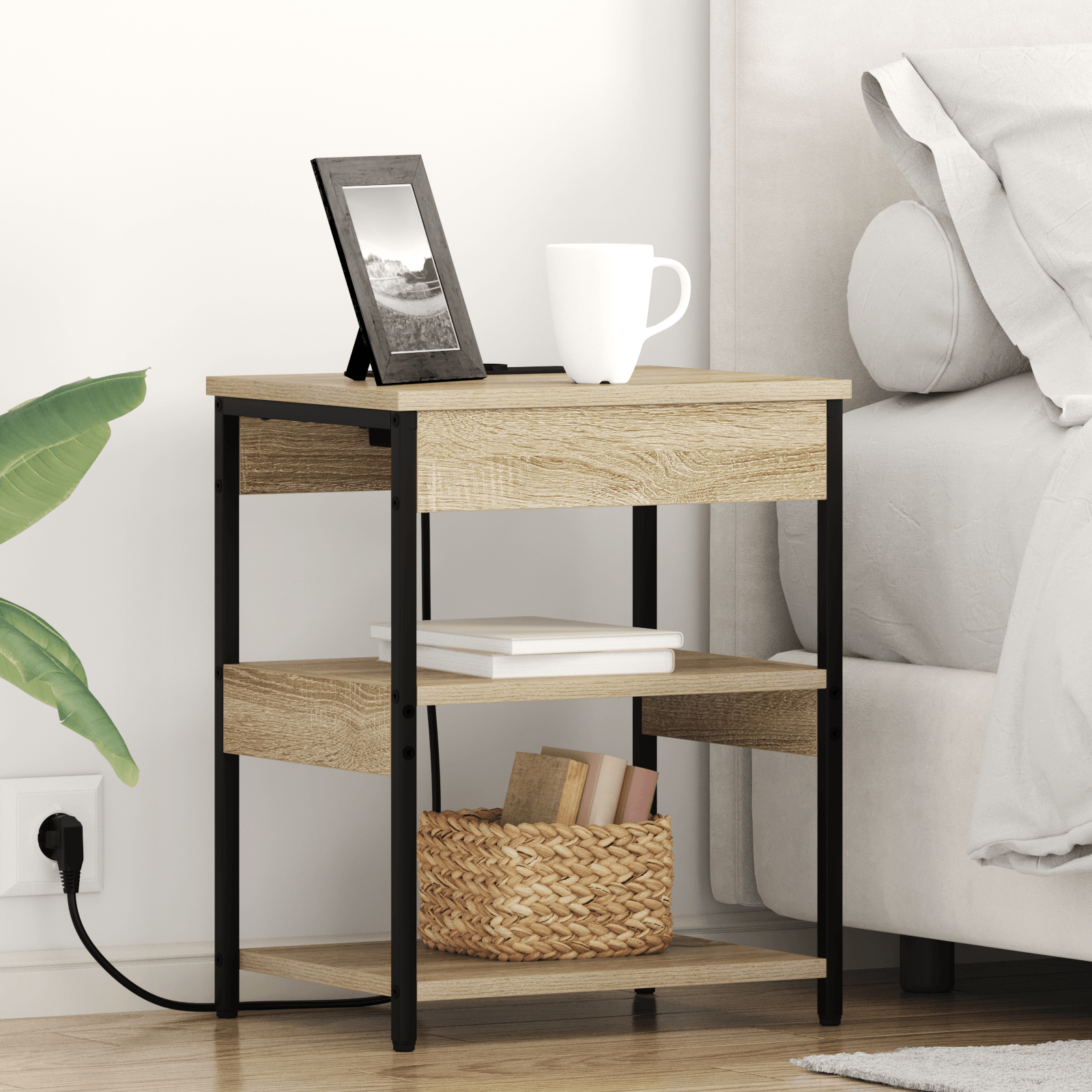 Noptiera stejar sonoma 41 x 31 x 51 cm Lemn compozit — imaginea 2