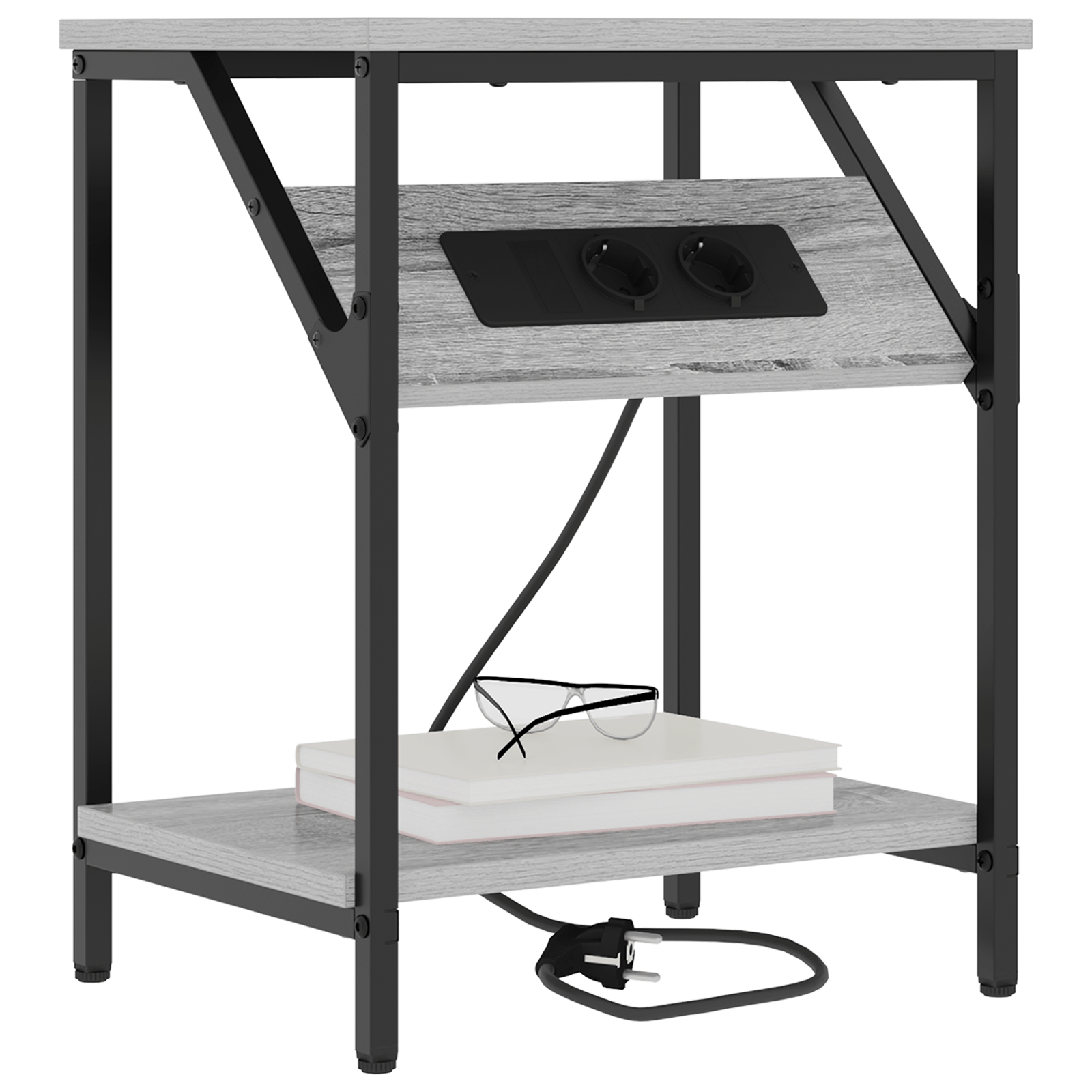 Noptiera sonoma gri 38 x 30 x 48 cm Lemn compozit — imaginea 3