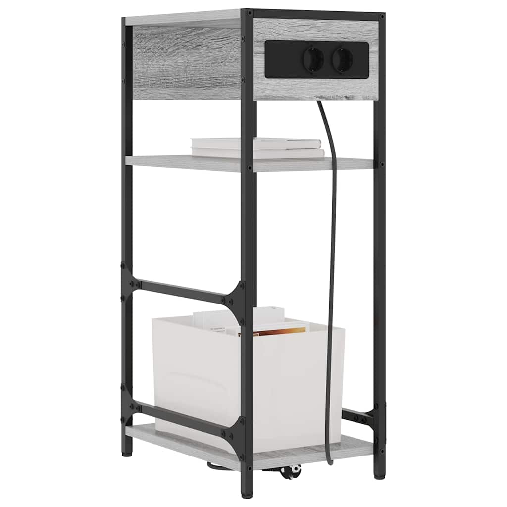 Noptiera sonoma gri 40 x 27 x 76 cm Lemn compozit — imaginea 3